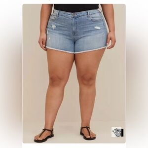 Torrid High Rise A-Line Cutoff Short - Vintage Stretch Light Wash Denim